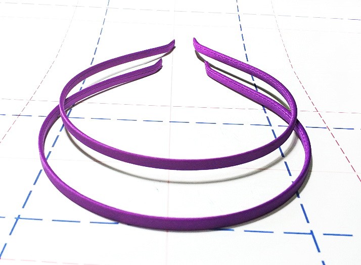 Ободок для волос металл в ткани 5-6 мм Фиолетовый