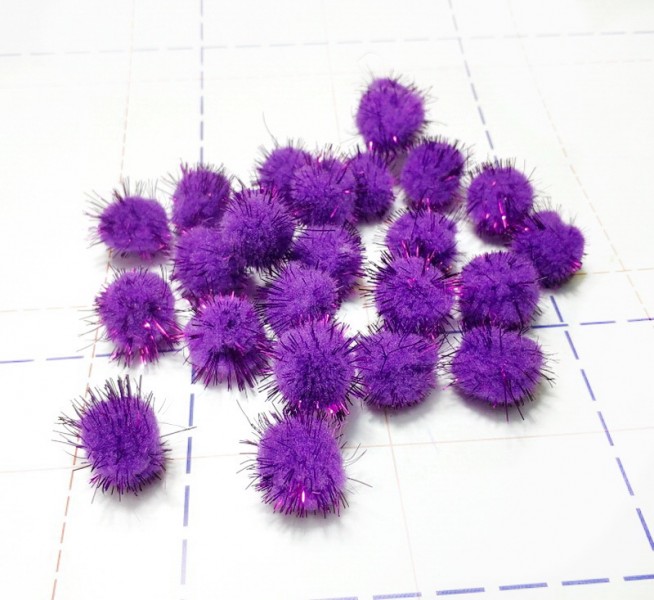 Помпоны с люрексом 20мм (10шт/уп) Фиолетовый