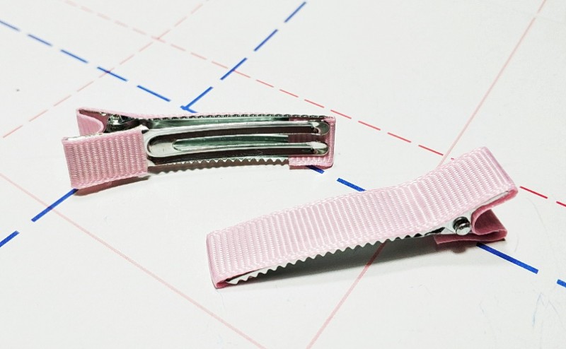 Заготовка для заколки Крокодил в ткани 50 мм розовый