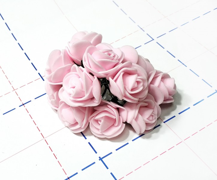Роза фоамиран 25мм 12шт/уп Светло-розовый